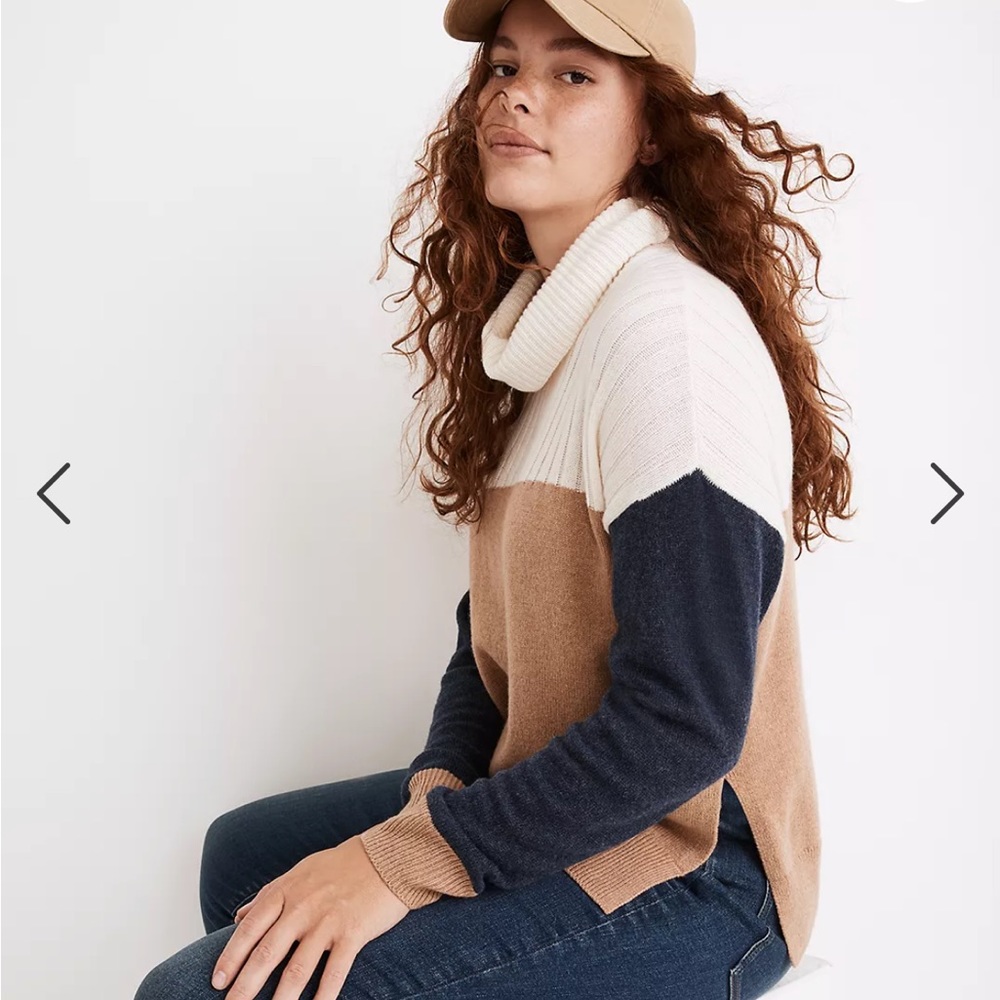 NWT Madewell Hickory Color Block Sweater Size M